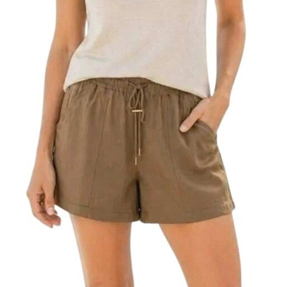 Varley Taupe Brown High Rise Drawstring Shorts Women's Medium